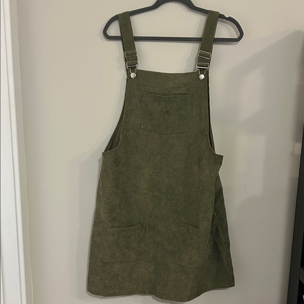 Green Corduroy Overall Dress